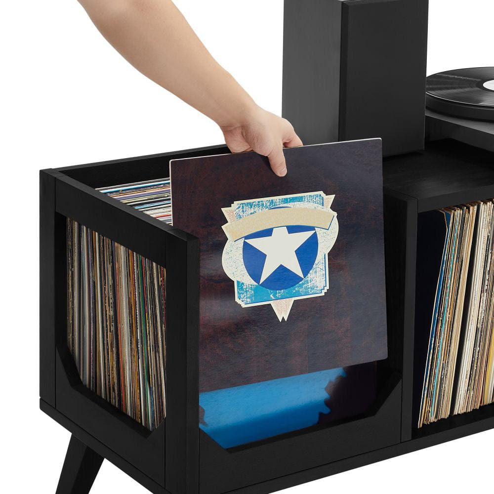 Crosley Furniture - Asheville Low Record Player Stand With Vinyl Storage - CF1149-BK view 0