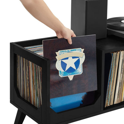 Crosley Furniture - Asheville Low Record Player Stand With Vinyl Storage - CF1149-BK view 0