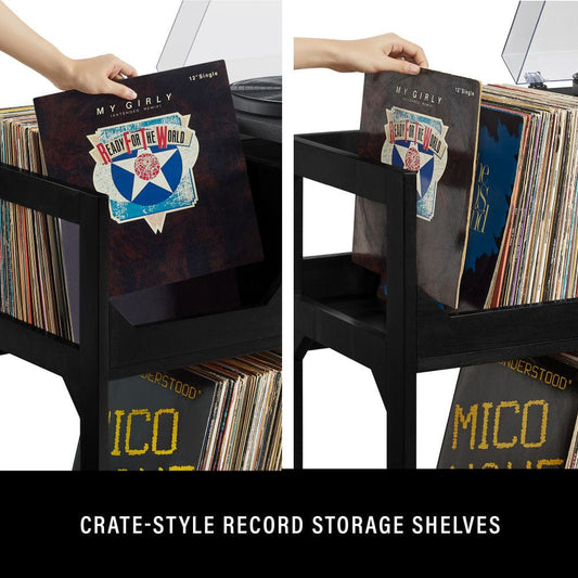 Crosley Furniture - Asheville Medium Record Player Stand With Vinyl Storage - CF1147-BK view 1