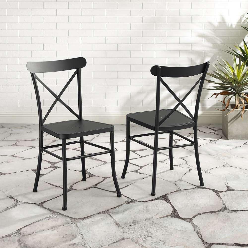 Crosley Furniture - Astrid 2Pc Indoor/Outdoor Metal Dining Chair Set Matte Black - 2 Chairs - CO6270-MB veiw 1