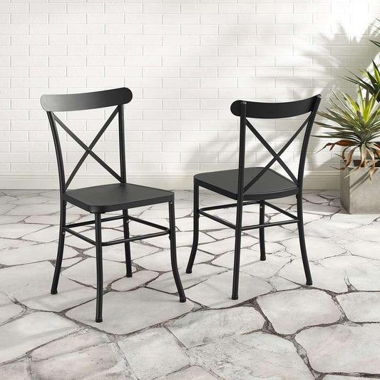 Crosley Furniture - Astrid 2Pc Indoor/Outdoor Metal Dining Chair Set Matte Black - 2 Chairs - CO6270-MB veiw 1