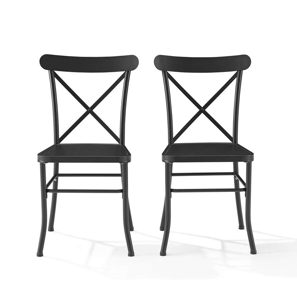Crosley Furniture - Astrid 2Pc Indoor/Outdoor Metal Dining Chair Set Matte Black - 2 Chairs - CO6270-MB veiw 3