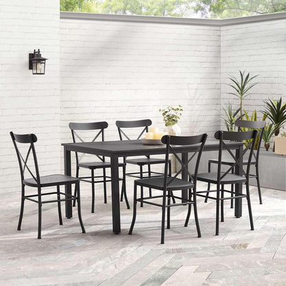 Crosley Furniture - Astrid 7Pc Outdoor Metal Dining Set Matte Black - Dining Table & 6 Chairs - KO70306MB veiw 1