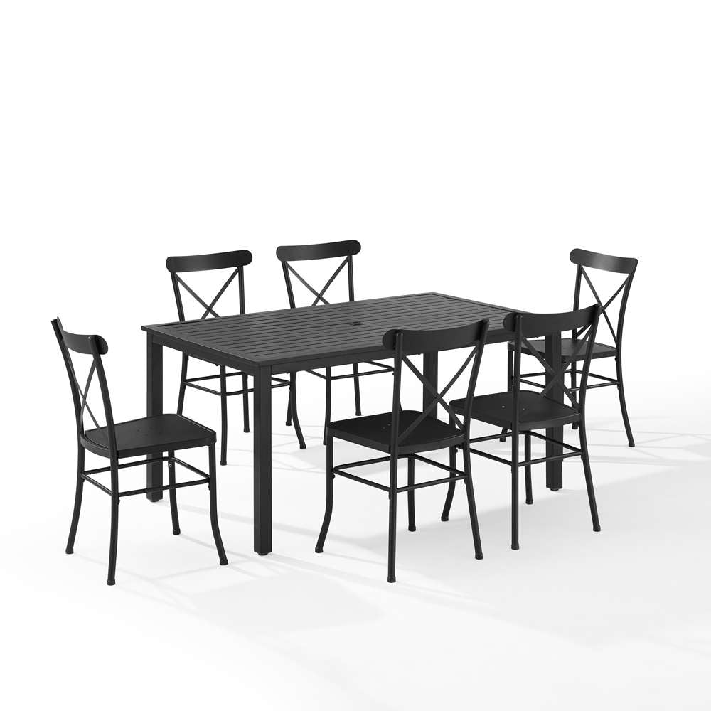 Crosley Furniture - Astrid 7Pc Outdoor Metal Dining Set Matte Black - Dining Table & 6 Chairs - KO70306MB veiw 2