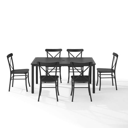 Crosley Furniture - Astrid 7Pc Outdoor Metal Dining Set Matte Black - Dining Table & 6 Chairs - KO70306MB veiw 3