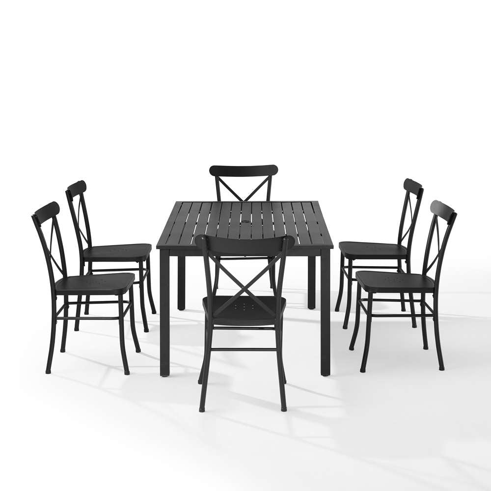 Crosley Furniture - Astrid 7Pc Outdoor Metal Dining Set Matte Black - Dining Table & 6 Chairs - KO70306MB veiw 4