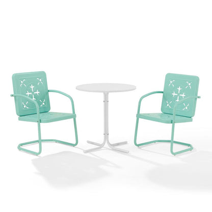 Crosley Furniture - Azalea 3-Piece Retro Outdoor Bistro Set - Bistro Table & 2 Chairs - KO10023AQ view 2
