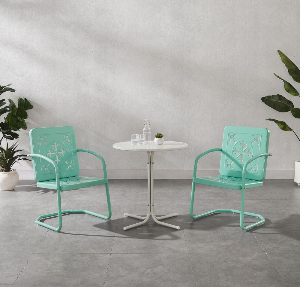 Crosley Furniture - Azalea 3-Piece Retro Outdoor Bistro Set - Bistro Table & 2 Chairs - KO10023AQ view 7