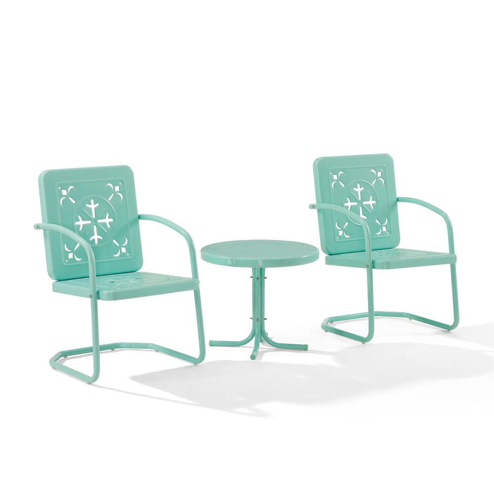 Crosley Furniture - Azalea 3-Piece Retro Outdoor Chair Set - Side Table & 2 Chairs - KO10025AQ view 1