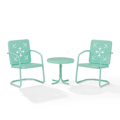 Crosley Furniture - Azalea 3-Piece Retro Outdoor Chair Set - Side Table & 2 Chairs - KO10025AQ view 2