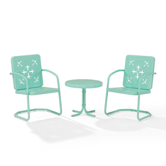 Crosley Furniture - Azalea 3-Piece Retro Outdoor Chair Set - Side Table & 2 Chairs - KO10025AQ view 2