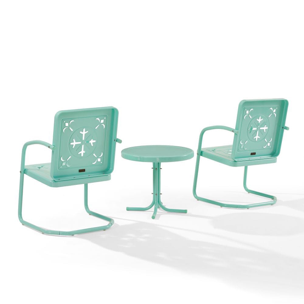 Crosley Furniture - Azalea 3-Piece Retro Outdoor Chair Set - Side Table & 2 Chairs - KO10025AQ view 3