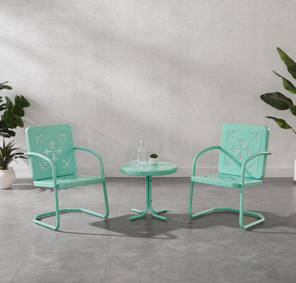 Crosley Furniture - Azalea 3-Piece Retro Outdoor Chair Set - Side Table & 2 Chairs - KO10025AQ view 7