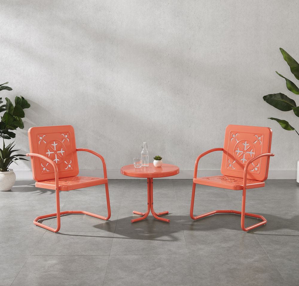 Crosley Furniture - Azalea 3-Piece Retro Outdoor Chair Set - Side Table & 2 Chairs - KO10025CO view 7