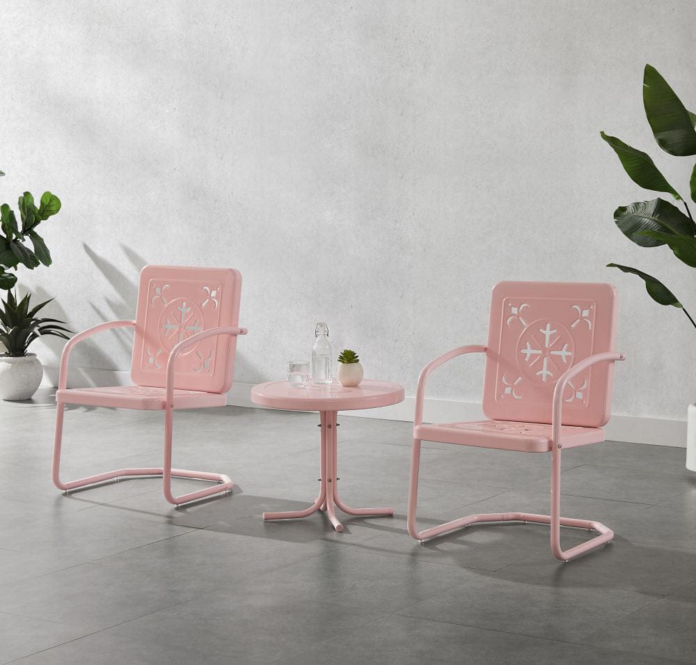Crosley Furniture - Azalea 3-Piece Retro Outdoor Chair Set - Side Table & 2 Chairs - KO10025PI view 6
