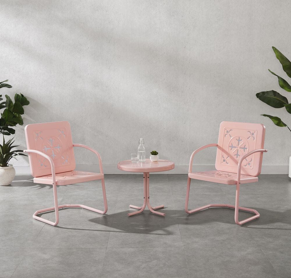 Crosley Furniture - Azalea 3-Piece Retro Outdoor Chair Set - Side Table & 2 Chairs - KO10025PI view 7