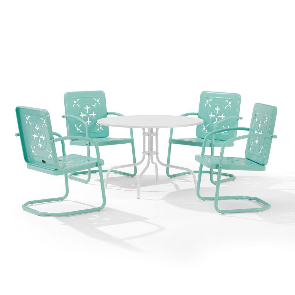 Crosley Furniture - Azalea 5-Piece Round Retro Outdoor Dining Set - Table & 4 Chairs - KO10024AQ view 1