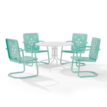 Crosley Furniture - Azalea 5-Piece Round Retro Outdoor Dining Set - Table & 4 Chairs - KO10024AQ view 1