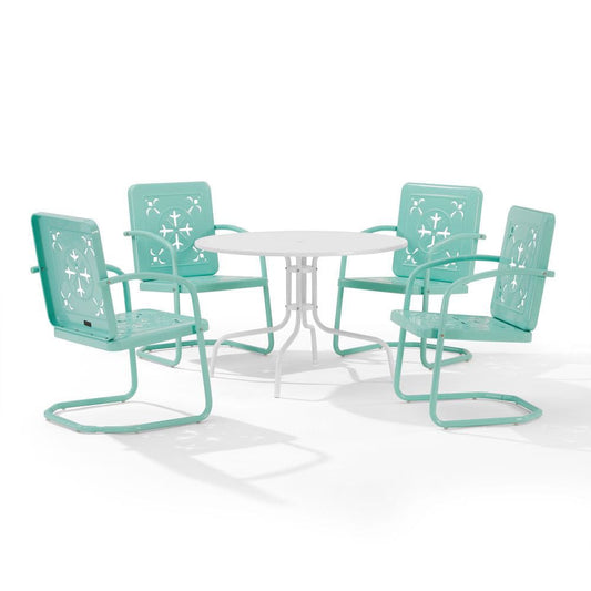Crosley Furniture - Azalea 5-Piece Round Retro Outdoor Dining Set - Table & 4 Chairs - KO10024AQ view 1