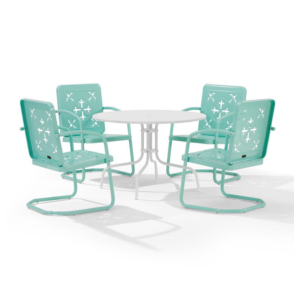 Crosley Furniture - Azalea 5-Piece Round Retro Outdoor Dining Set - Table & 4 Chairs - KO10024AQ view 2