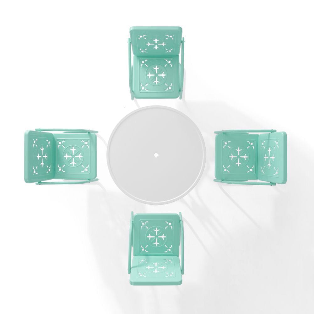Crosley Furniture - Azalea 5-Piece Round Retro Outdoor Dining Set - Table & 4 Chairs - KO10024AQ view 3