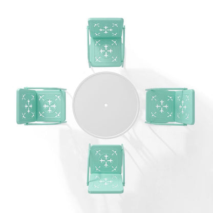 Crosley Furniture - Azalea 5-Piece Round Retro Outdoor Dining Set - Table & 4 Chairs - KO10024AQ view 3
