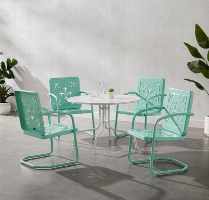 Crosley Furniture - Azalea 5-Piece Round Retro Outdoor Dining Set - Table & 4 Chairs - KO10024AQ view 6