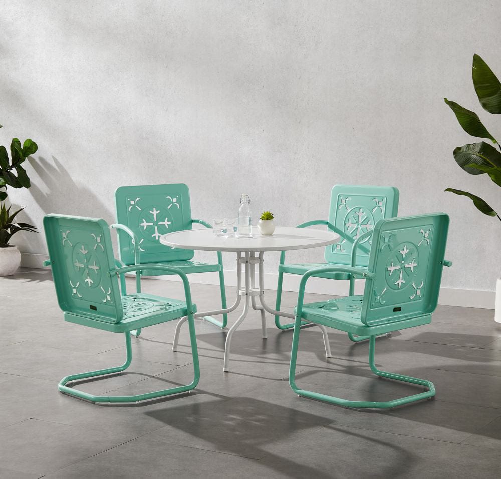 Crosley Furniture - Azalea 5-Piece Round Retro Outdoor Dining Set - Table & 4 Chairs - KO10024AQ view 7