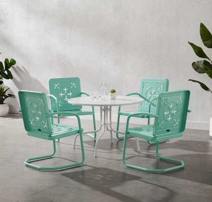 Crosley Furniture - Azalea 5-Piece Round Retro Outdoor Dining Set - Table & 4 Chairs - KO10024AQ view 7
