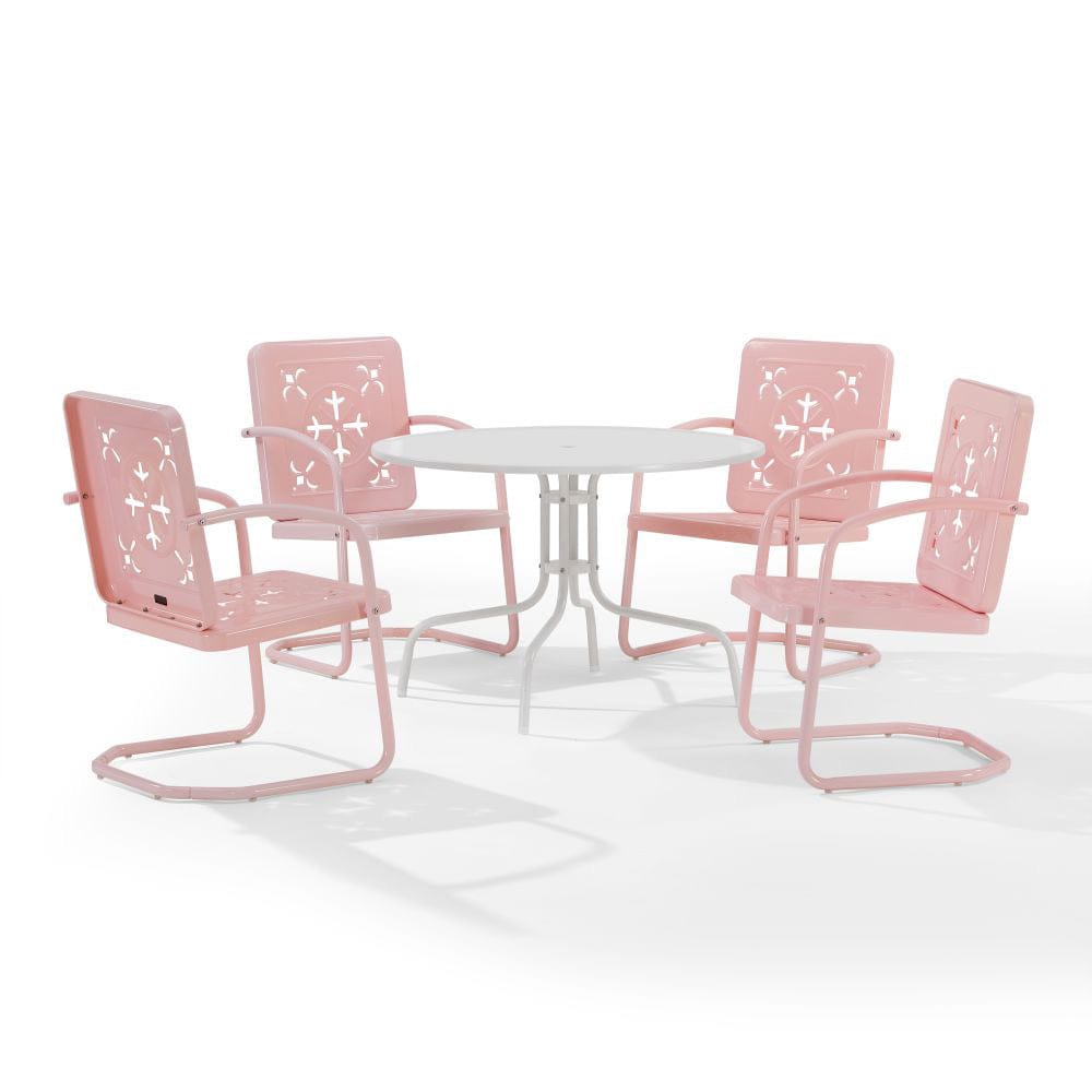 Crosley Furniture - Azalea 5-Piece Round Retro Outdoor Dining Set - Table & 4 Chairs - KO10024PI view 1