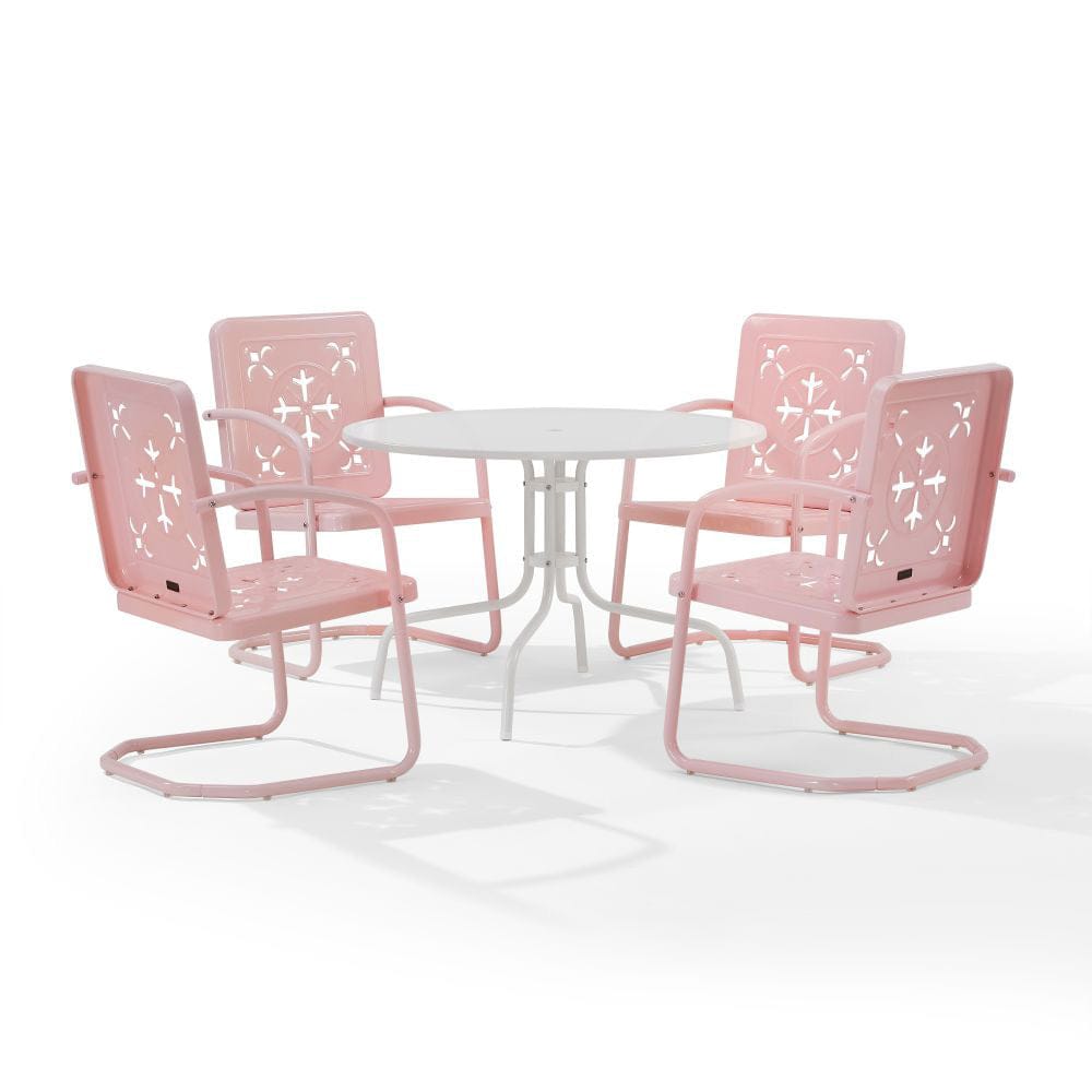 Crosley Furniture - Azalea 5-Piece Round Retro Outdoor Dining Set - Table & 4 Chairs - KO10024PI view 2