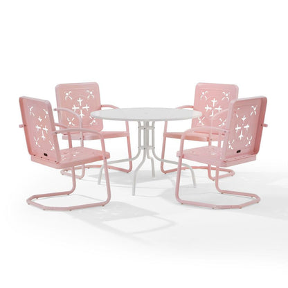 Crosley Furniture - Azalea 5-Piece Round Retro Outdoor Dining Set - Table & 4 Chairs - KO10024PI view 2