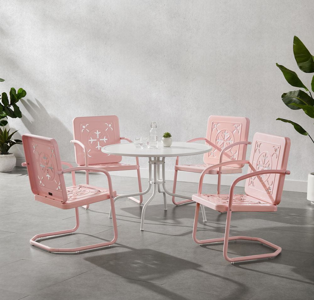 Crosley Furniture - Azalea 5-Piece Round Retro Outdoor Dining Set - Table & 4 Chairs - KO10024PI view 6