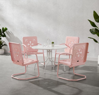 Crosley Furniture - Azalea 5-Piece Round Retro Outdoor Dining Set - Table & 4 Chairs - KO10024PI view 7