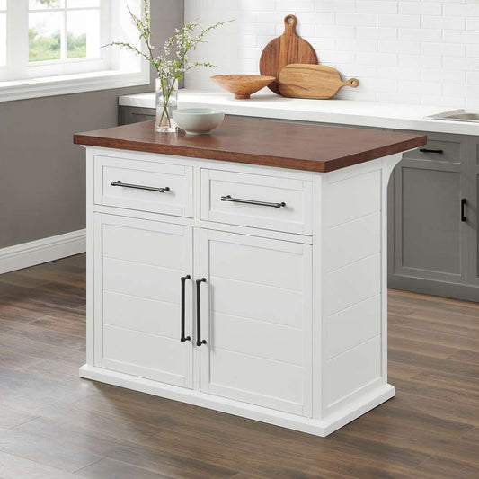 Crosley Furniture - Bartlett Wood Top Kitchen Island White/Walnut - KF30091WA-WH veiw 2