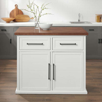 Crosley Furniture - Bartlett Wood Top Kitchen Island White/Walnut - KF30091WA-WH veiw 3