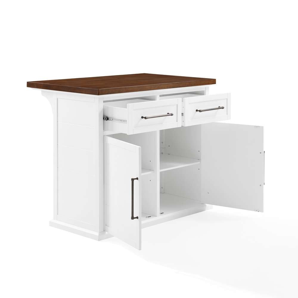 Crosley Furniture - Bartlett Wood Top Kitchen Island White/Walnut - KF30091WA-WH veiw 7