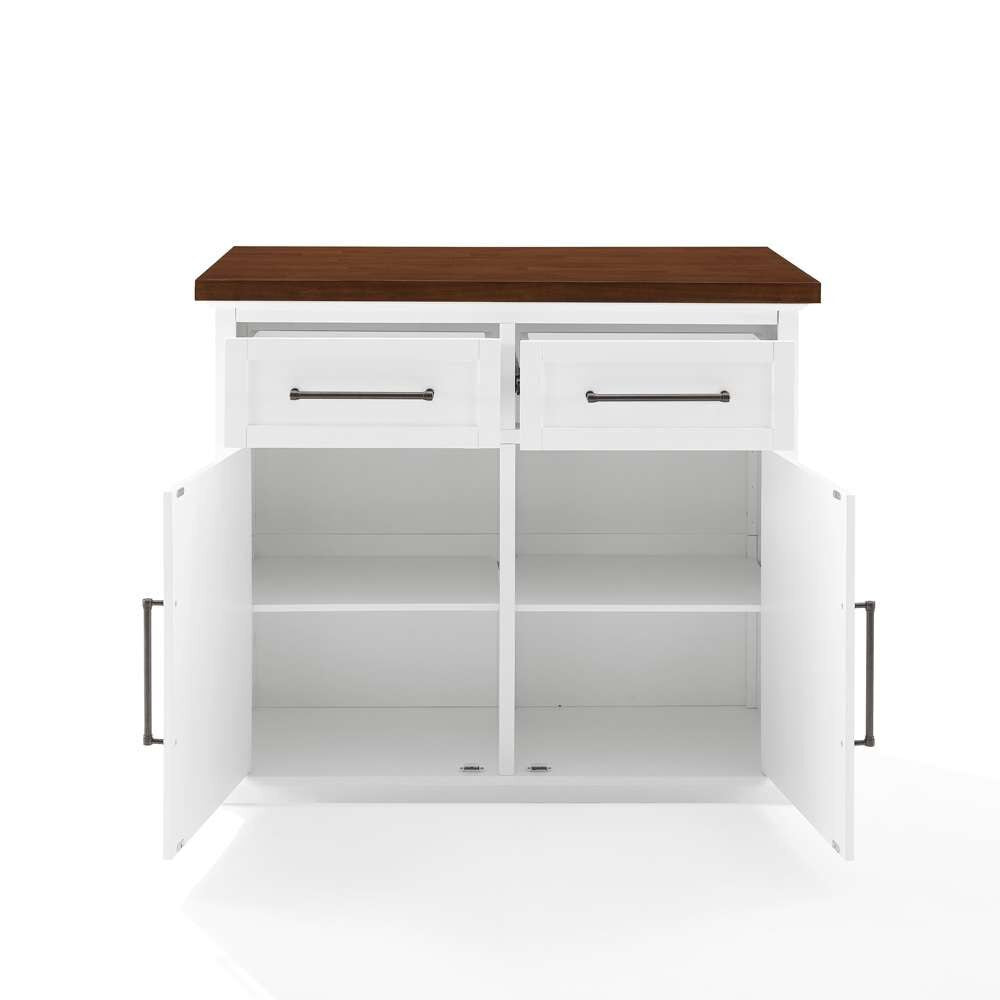 Crosley Furniture - Bartlett Wood Top Kitchen Island White/Walnut - KF30091WA-WH veiw 8