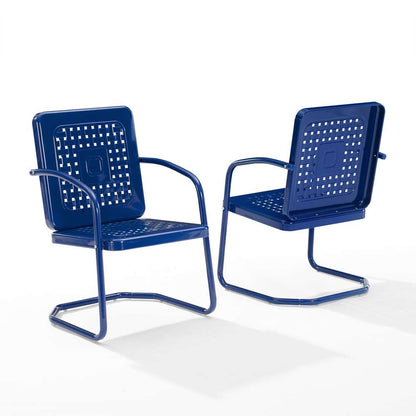 Crosley Furniture - Bates 2Pc Outdoor Metal Chair Set Navy - 2 Armchairs - CO1025-NV view 2
