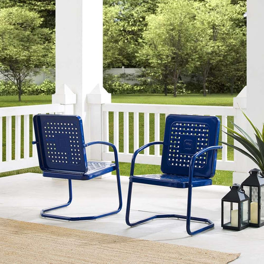 Crosley Furniture - Bates 2Pc Outdoor Metal Chair Set Navy - 2 Armchairs - CO1025-NV veiw 1