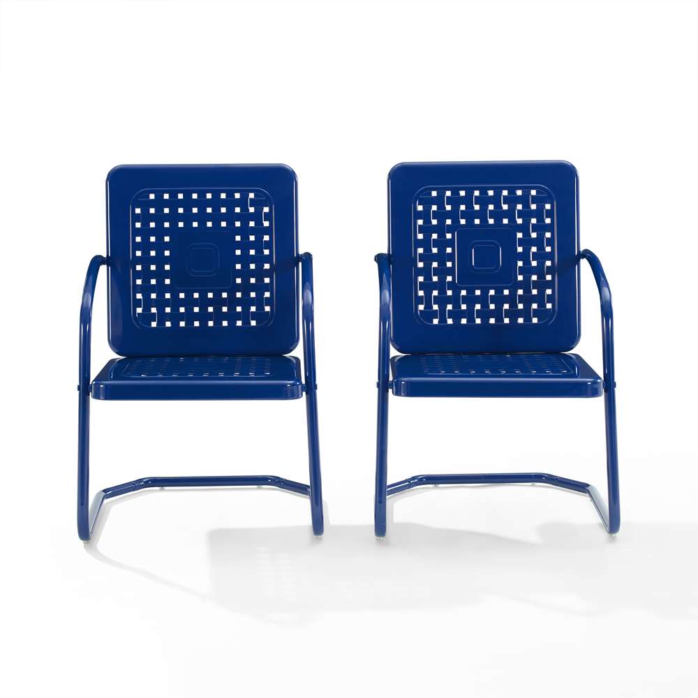 Crosley Furniture - Bates 2Pc Outdoor Metal Chair Set Navy - 2 Armchairs - CO1025-NV veiw 3