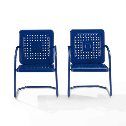 Crosley Furniture - Bates 2Pc Outdoor Metal Chair Set Navy - 2 Armchairs - CO1025-NV veiw 3