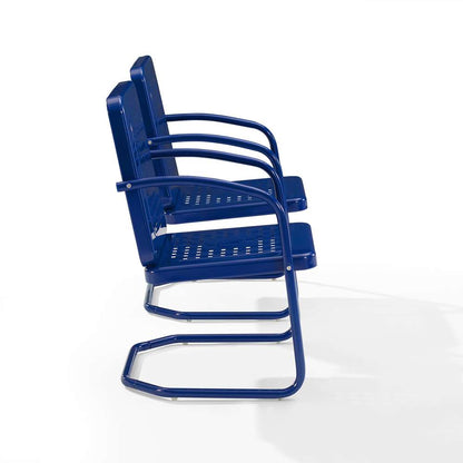 Crosley Furniture - Bates 2Pc Outdoor Metal Chair Set Navy - 2 Armchairs - CO1025-NV veiw 4