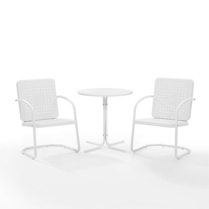 Crosley Furniture - Bates 3 Piece Outdoor Bistro Set White Gloss /White Satin - Bistro Table & 2 Chairs - KO10009WH view 2
