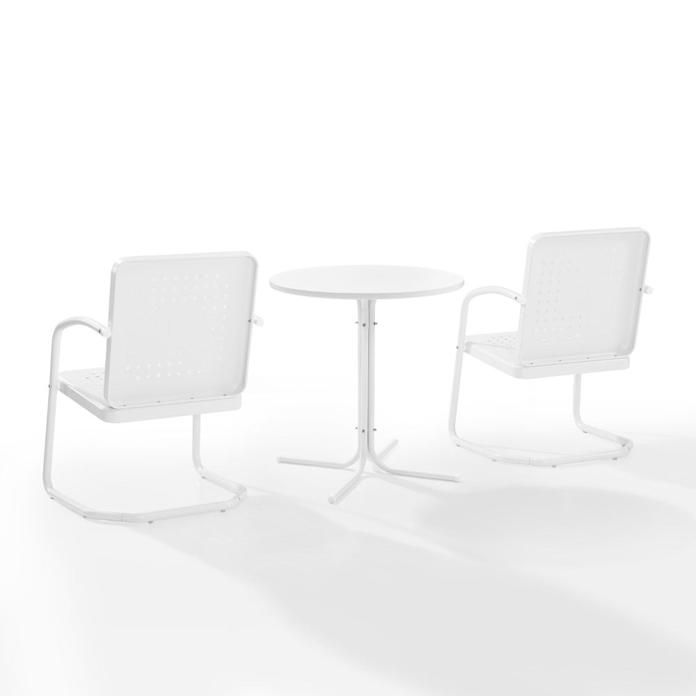 Crosley Furniture - Bates 3 Piece Outdoor Bistro Set White Gloss /White Satin - Bistro Table & 2 Chairs - KO10009WH view 3
