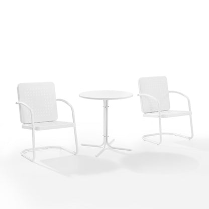 Crosley Furniture - Bates 3 Piece Outdoor Bistro Set White Gloss /White Satin - Bistro Table & 2 Chairs - KO10009WH veiw 1