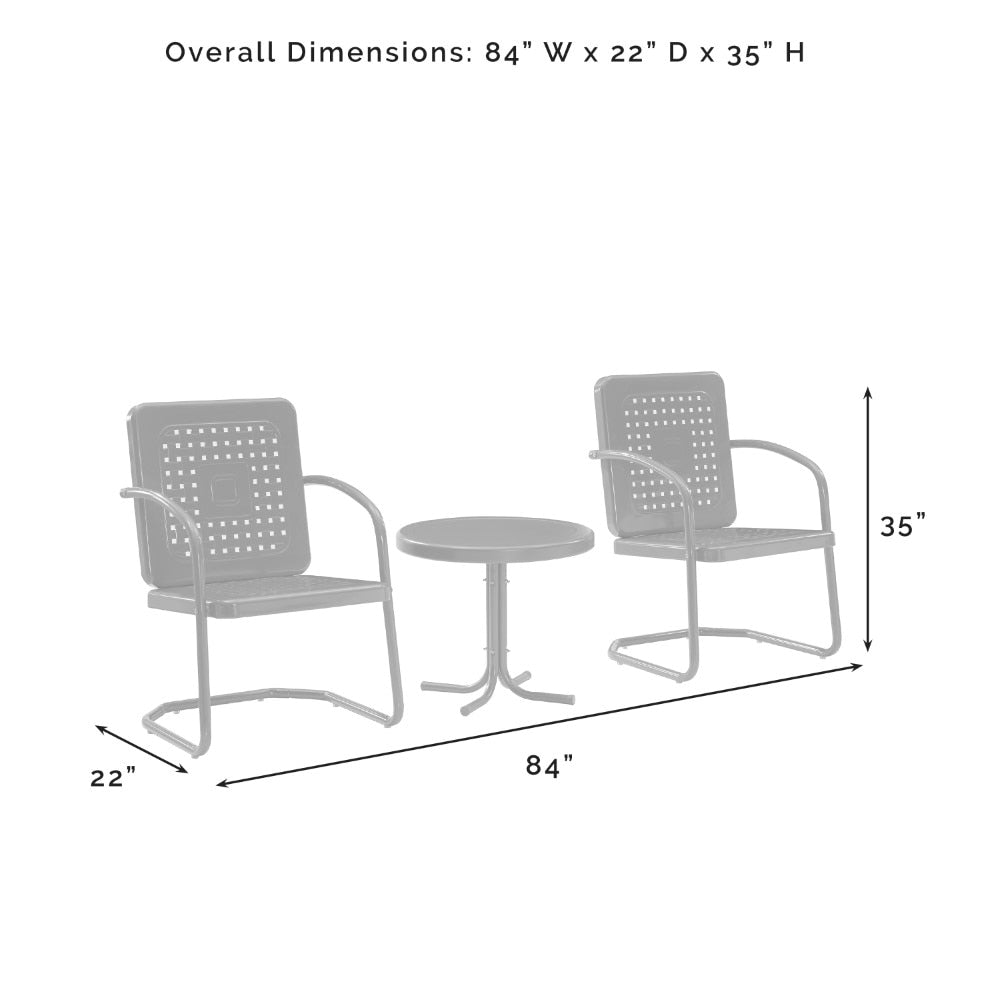 Crosley Furniture - Bates 3 Piece Outdoor Chair Set Bright Red Gloss - Side Table & 2 Chairs - KO10019RE veiw 4