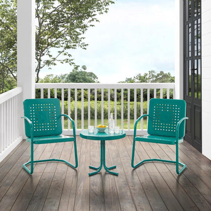 Crosley Furniture - Bates 3 Piece Outdoor Chair Set Turquoise Gloss - Side Table & 2 Chairs - KO10019TU veiw 4