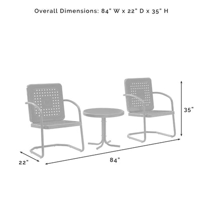Crosley Furniture - Bates 3 Piece Outdoor Chair Set Turquoise Gloss - Side Table & 2 Chairs - KO10019TU veiw 7