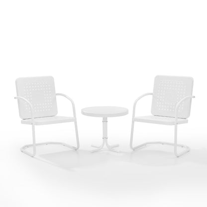 Crosley Furniture - Bates 3 Piece Outdoor Chair Set White Gloss/White Satin - Side Table & 2 Chairs - KO10019WH veiw 2